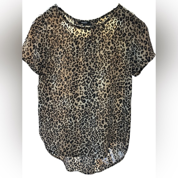 Premise Tan and Cream Short Sleeve Blouse - Picture 1 of 3